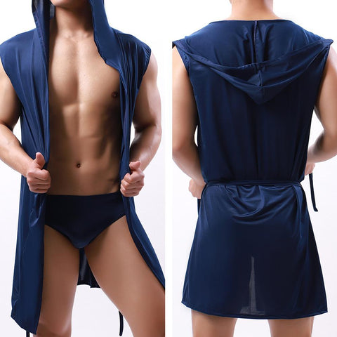 Hooded Sleeveless Sexy Thin Bathrobe Pijama Hombre Comfortable-MF01620-Veeddydropshipping