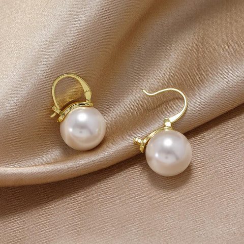Korean Cute Pearl Drop Earrings  LuxuryU Shape Dangle  Earrings -JW00283-Veeddydropshipping