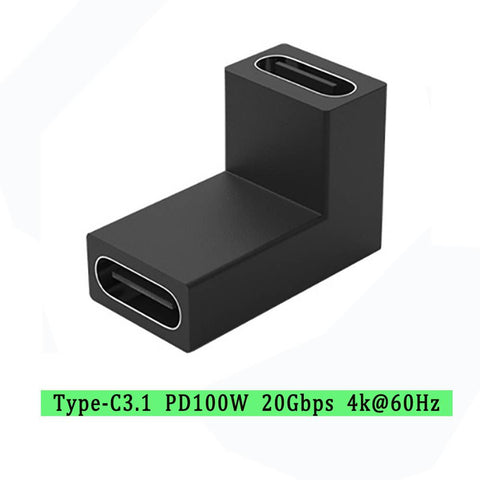 U shape 90 Elbow USB 2.0 3.1 Type C Adapter 40Gbps Fast Data-PA01299-Veeddydropshipping