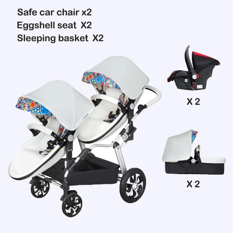 Free Shipping 3in1 Luxury Twin Baby Stroller High Landscape-TB00392-Veeddydropshipping
