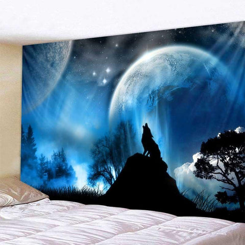 Fantasy wolf tapestry wall hanging room decoration-HA00224-Veeddydropshipping