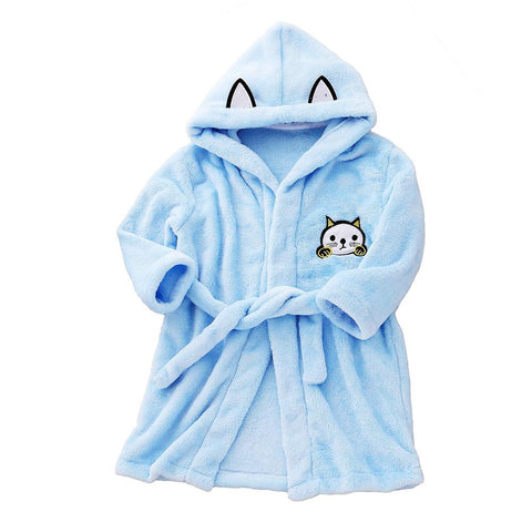 Flannel Children Bathrobe Thick Baby Girls Cartoon Hooded Bathrobe-TB01046-Veeddydropshipping