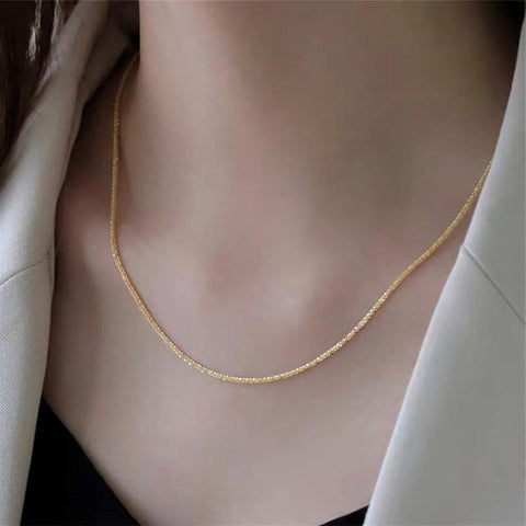 Silver  Sparkling Clavicle Chain Choker Necklace -JW01188-Veeddydropshipping