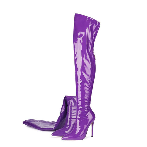 Knee Boots Back Zipper Long Boots Ladies Pointed Toe-BS00986-Veeddydropshipping