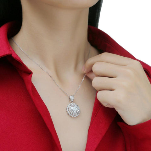 Moissanite Necklace Snow Flower Pendant Neck Chain-JW00118-Veeddydropshipping