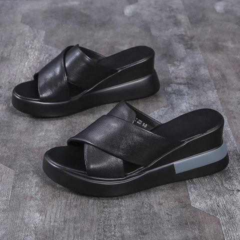 Muffin Thick Bottom Slope Heel Women&#39;s Sandals Back Empty Snap-BS00806-Veeddydropshipping