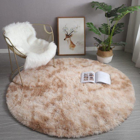 Plush Round Rug Fluffy Carpets Soft Home Decor-HA00480-Veeddydropshipping