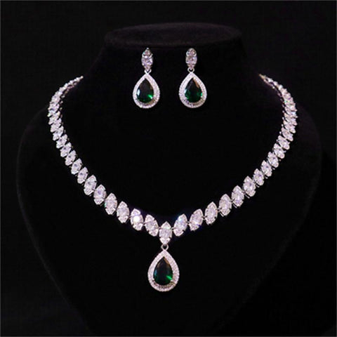 Grand New Water Drop Zircon Set  Banquet Jewelry -JW00385-Veeddydropshipping