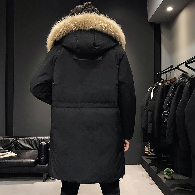 Fur Collar Windbreaker Down Coat Thick Black Coat-Veeddydropshipping