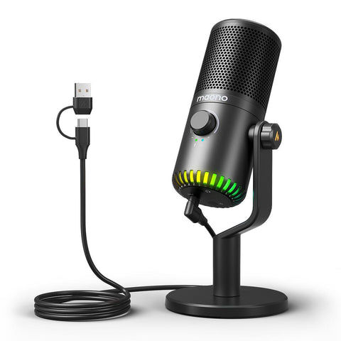 USB Gaming Microphone With Type C Adapter For Phone PC Breath Light -CE01071-Veeddydropshipping