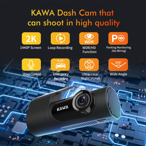 KAWA Dash Cam 1440P HD Car DVR Night Vision Dash Camera-AM00554-Veeddydropshipping
