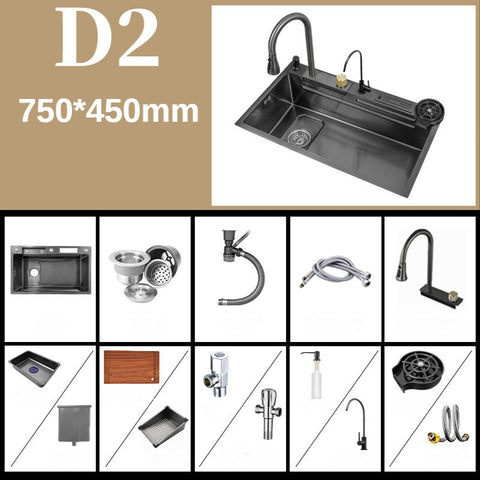 Kitchen Waterfall Sink Digital Display Large Single-TI00635-Veeddydropshipping