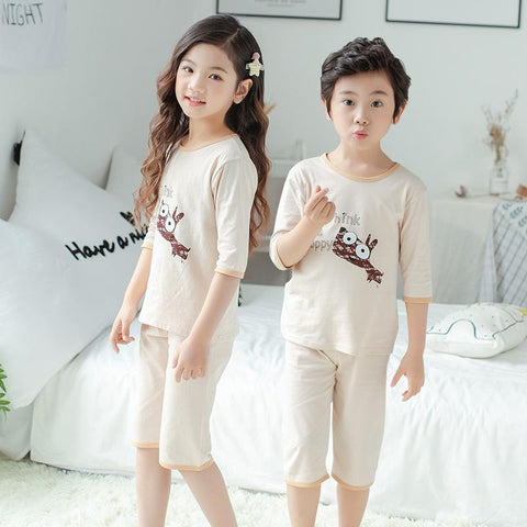 Boys Girls Pajamas New Summer Short Sleeve  Cotton Pyjamas-TB01088-Veeddydropshipping