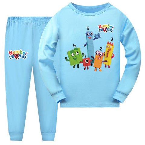 Fashion Number Blocks Clothes Baby Girls Homewear Toddler Boys-TB01043-Veeddydropshipping