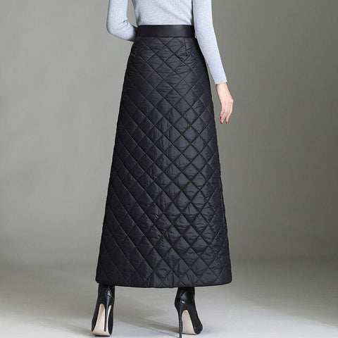 Long Warm Skirts Women Thickened Down Skirt-WF00379-Veeddydropshipping