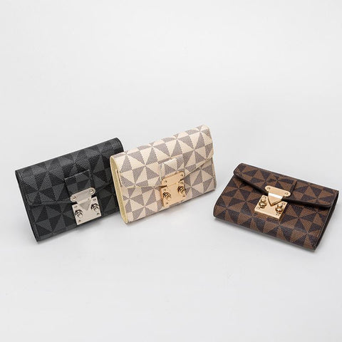 Women&#39;s Short Lock Print Multi Card Anti Degaussing Large-BS00204-Veeddydropshipping