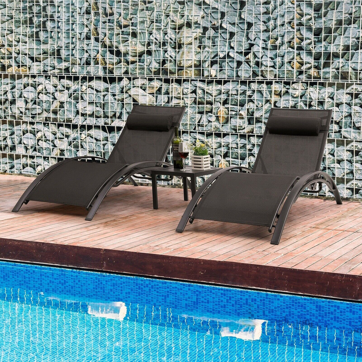 Patio Deck Chair Set Beach Pool-HA01719-Veeddydropshipping