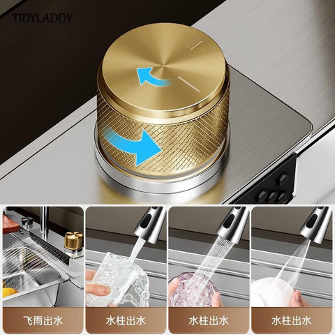 Nanometer Waterfall Kitchen Sink-TI00624-Veeddydropshipping