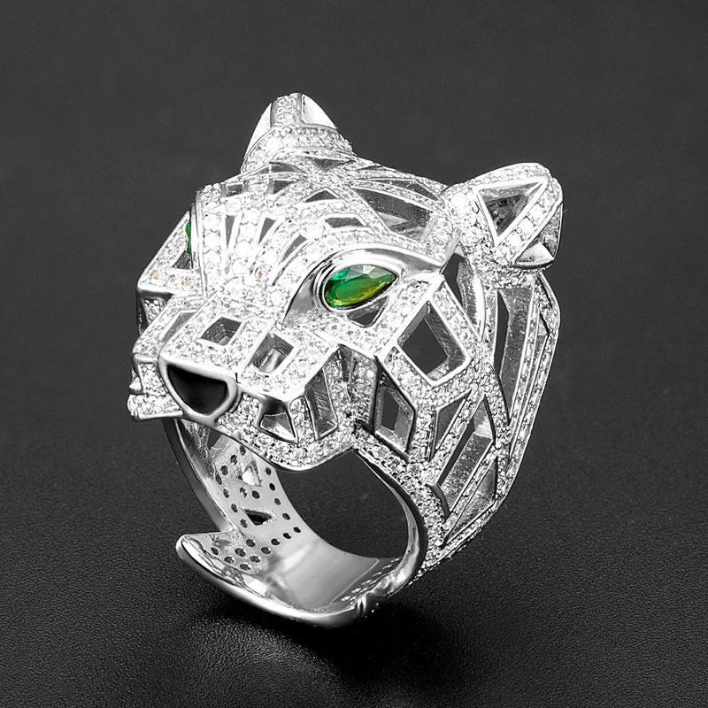 jewelry Silver plated color leopard animal finger rings -JW00394-Veeddydropshipping