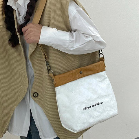 Shoulder Bag Retro Kraft Paper Totes Messenger Bag Washable Tear-resistant-BS00162-Veeddydropshipping