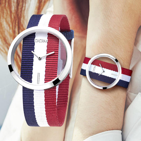Casual Quartz  Hollow Skeleton Watches Nylon Sport Lady Wristwatches  -JW00964-Veeddydropshipping