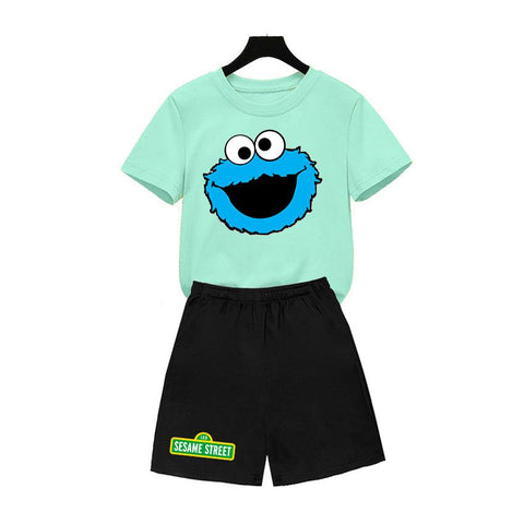 Kids Tops polyester quick dry Sesame Street COOKIE MONSTER Design-TB01129-Veeddydropshipping