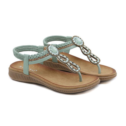 Rhinestones Slipper comfortable round head seaside resort large-BS00874-Veeddydropshipping