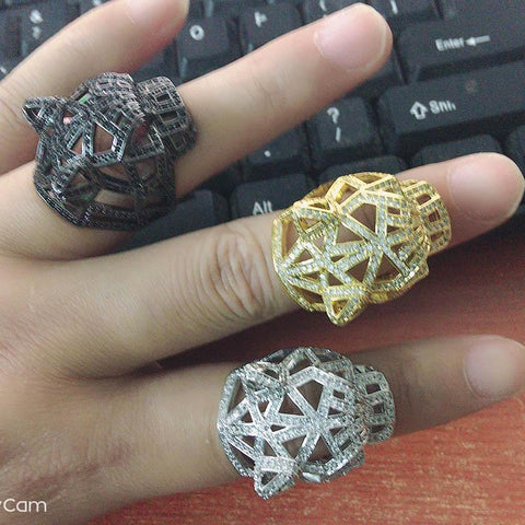 jewelry Silver plated color leopard animal finger rings -JW00394-Veeddydropshipping