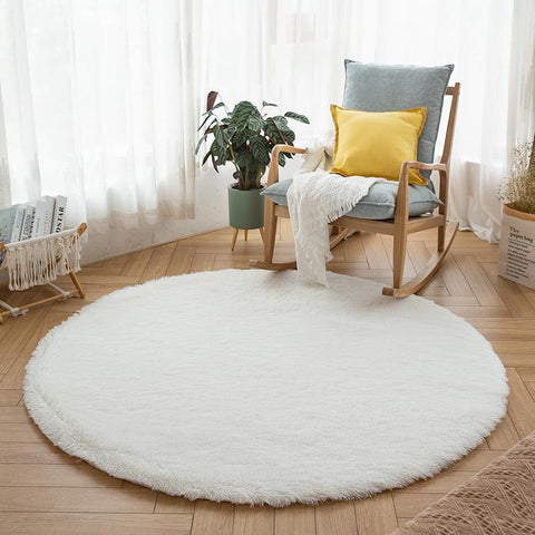 Plush Round Rug Fluffy Carpets Soft Home Decor-HA00480-Veeddydropshipping