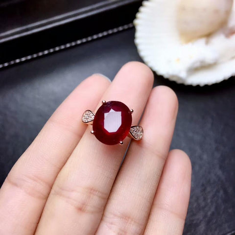 Pigeon Blood Ruby Gemstone Fashion Ring 925 Sterling Silver-JW00103-Veeddydropshipping