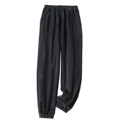 Drawstring Pocket Sleep Bottom Casual Comfort Flannel Fleece Super-MF01587-Veeddydropshipping