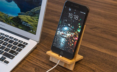 Bamboo Cell Phone Stand for Desk with Charging Hole, Removable Wooden Phone Holder-PA00532-Veeddydropshipping