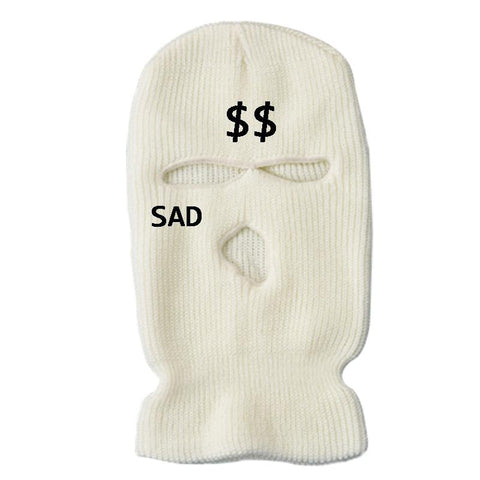 Fashion Women Sad Dollar Embroidery Three-hole Ski Mask-MF00989-Veeddydropshipping