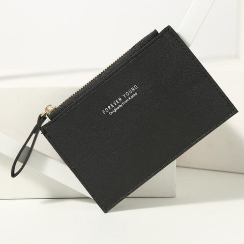 zipper small coin purse credit card holder solid color business-BS00586-Veeddydropshipping