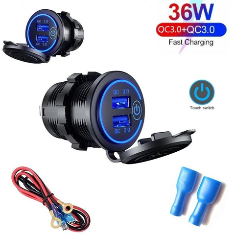 36W USB Charger QC 3.0 Touch Switch Waterproof-PA01154-Veeddydropshipping