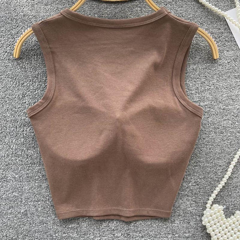 Women Sexy Low-Collar Sleeveless Camisole Tank Tops-WF00324-Veeddydropshipping