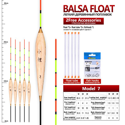 5pcs/lot Shallow Water Fishing Floats Balsa Material Bobber +5pcs Float Tubes+1 Bag Gift -OS00400-Veeddydropshipping