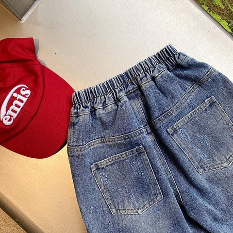 2022 Autumn boys retro style casual jeans 2-8 years Kids sand washed-TB01274-Veeddydropshipping
