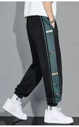 Hop Joggers Men Letter Ribbons Cargo Pants Pockets