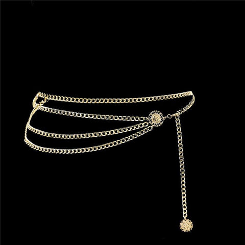 Tassel Coin Pendant Harness Belly Chains for Women Waistbands Body Jewelry-JW01379-Veeddydropshipping