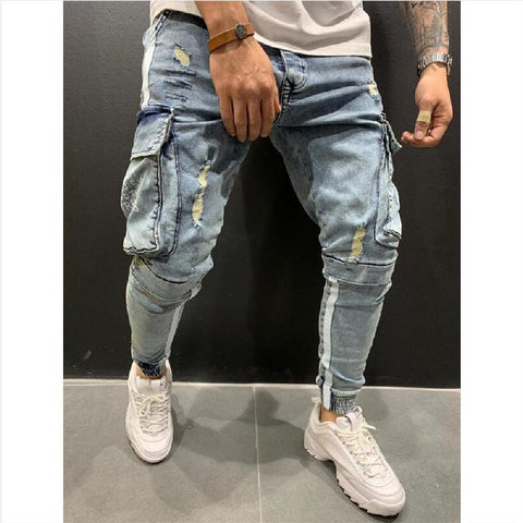 Summer Autumn Thin Slim Regular Fit Straight Jeans Elasticity-MF00519-Veeddydropshipping