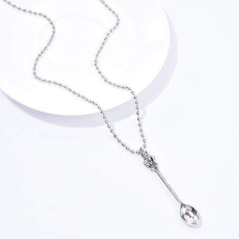 Mini Tea Spoon Shape Pendant Long Chain Necklace-JW01270-Veeddydropshipping