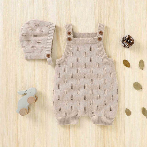 Newborn Baby Rompers Hats Clothes Sets Autumn Winter Solid-TB00299-Veeddydropshipping