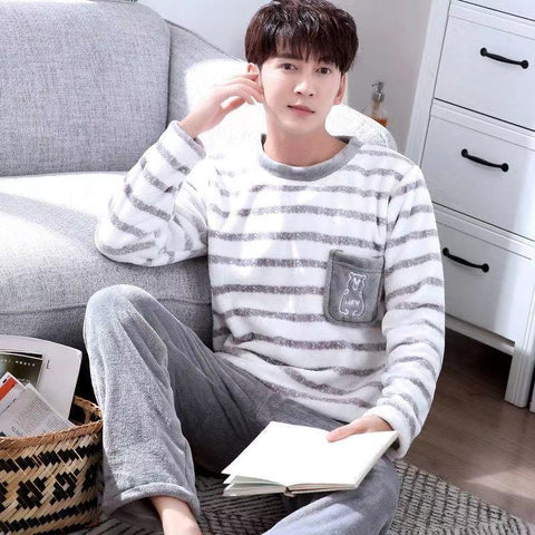Sets Thick Warm Winter Sleepwear Plus Size Long Sleeve Round Nec-MF01585-Veeddydropshipping