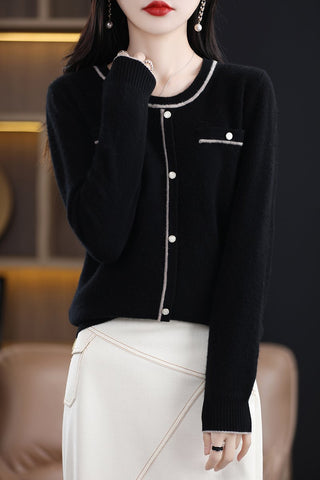 Crewneck Match Color Thread Loose Sweater-WF00104-Veeddydropshipping