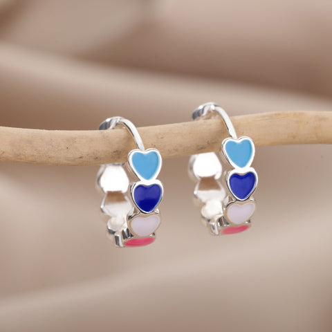 Heart Earrings  Stainless Steel Enamel Geometric Hoop Earring -JW01439-Veeddydropshipping