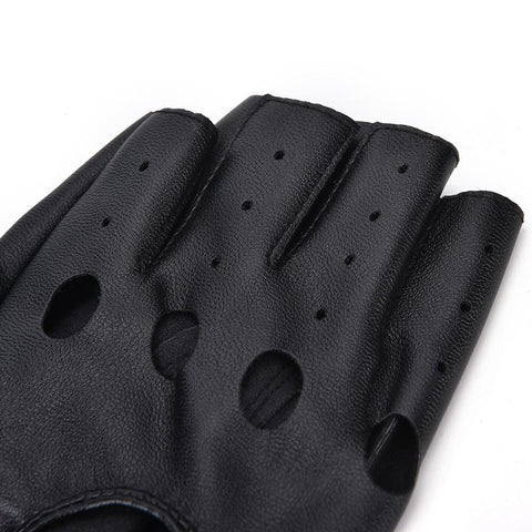 Men Women PU Leather Gloves Lovers Fingerless Mittens Black Half Finger -OS00901-Veeddydropshipping