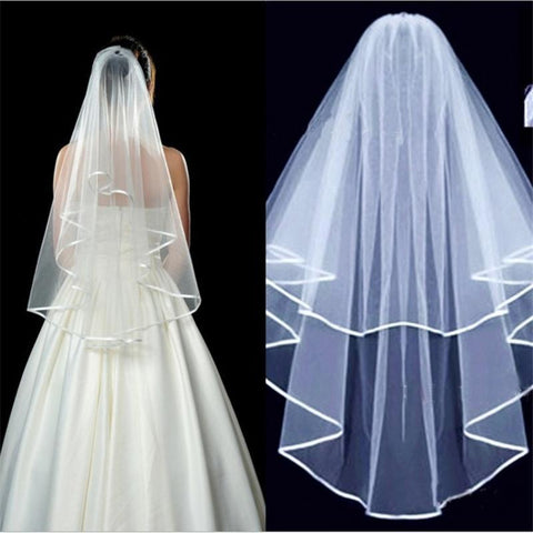 Short Wedding Veil Two Layer With Comb-WF01425-Veeddydropshipping