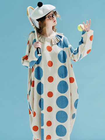 round neck pullover long sleeve dress-WF00124-Veeddydropshipping