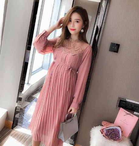 Chiffon Dresses Maternity Clothes For Pregnant Women Long Sleeve-TB00599-Veeddydropshipping
